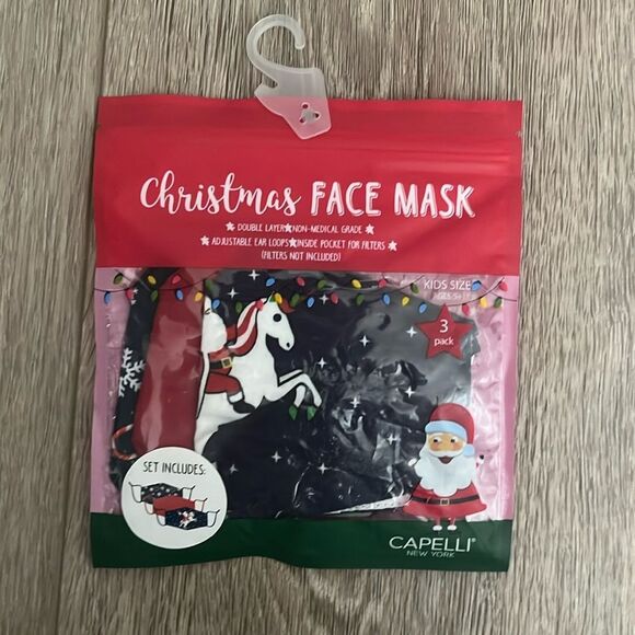 CAPPELLI New York 3 Kid Size Christmas Face Mask New in Package - Picture 1 of 4